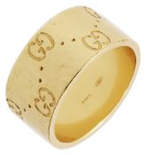An 18ct yellow gold 'icon' band ring by Gucci, London hallmark