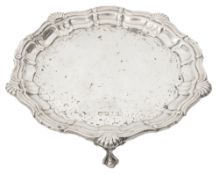 A small Edwardian silver salver