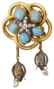 A mid Victorian enamel, diamond-set and yellow gold brooch