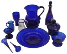 A collection of mostly late 18th/ early 19th century Bristol blue glass