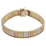 A Continental three coloured gold panel bracelet