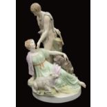 A late 19th century KPM porcelain figural group of Paris and Helena