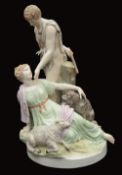 A late 19th century KPM porcelain figural group of Paris and Helena