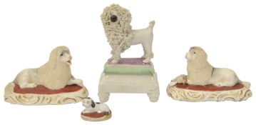 An early 19th century Staffordshire figure of a standing poodle