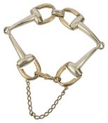 A two coloured 9ct gold snaffle bit bracelet