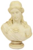 A 19th century marble bust of a classical maiden