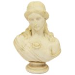 A 19th century marble bust of a classical maiden