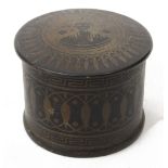 A Victorian black lacquered papier mache pot and cover