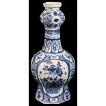 An 18th century Dutch Delft pottery garlic neck bottle vase