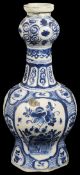 An 18th century Dutch Delft pottery garlic neck bottle vase