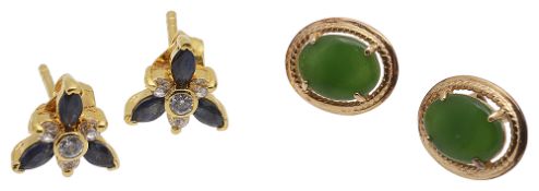 Two pairs of gem set earrings