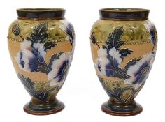 A pair or Doulton Lambeth Slater Patent stoneware vases by Emily Partington,