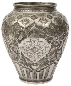 A late 19th century Persian Isfahan silver vase