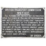 A vintage British Transport Commission cast iron sign,