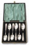 A cased set of six silver teaspoons,