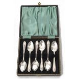 A cased set of six silver teaspoons,