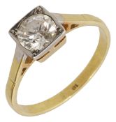 An Edwardian single stone diamond set ring