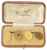 A pair of Victorian gem-set and 18ct yellow gold cuff links