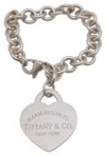 A Tiffany silver heavy link heart bracelet