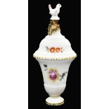 A Chelsea porcelain scent gold mounted scent bottle and stopper