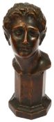 After the antique a 19th century Grand Tour bronzed copper clad bust of a classical man