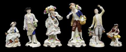 A collection of Sitzendorf porcelain figures