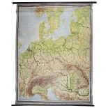 A large German C Dierke Schulwandkarten / educational hanging map backed on linen c.1940