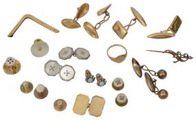 A collection of mixed gold and other mainly Edwardian cufflinks and studs