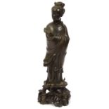 A Chinese bronze figure of Guanyin