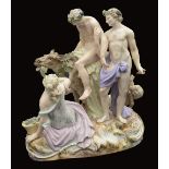 A late 19th century Meissen figure group of The Drunken Silenus after J.J Kandler c.1880