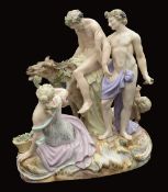 A late 19th century Meissen figure group of The Drunken Silenus after J.J Kandler c.1880