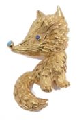 An amusing mid 20th century 18ct gold fox cub brooch