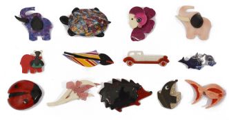 An interesting collection of Lea Stein acrylic brooches