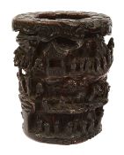 A 19th century Chinese carved bamboo brushpot