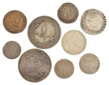 An Elizabeth I sixpence 1574 and a James I shilling 1607
