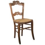 A French provincial rush seated ash kitchen chair c.1900