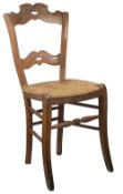 A French provincial rush seated ash kitchen chair c.1900