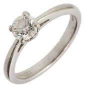 A diamond single stone and platinum ring