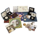 A collection of silver proof and other coins