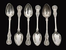 A set of six early Victorian Scottish Kings Pattern teaspoons