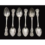 A set of six early Victorian Scottish Kings Pattern teaspoons