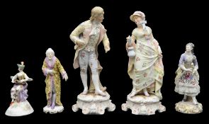 A collection of 19th century and later continental porcelain figures