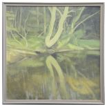 Margot Noyes (Brit., b.1939) 'Woodland Lake', oil on canvas, signed