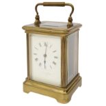 An early 20th century large gilt brass carriage clock