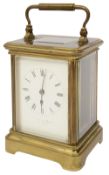 An early 20th century large gilt brass carriage clock