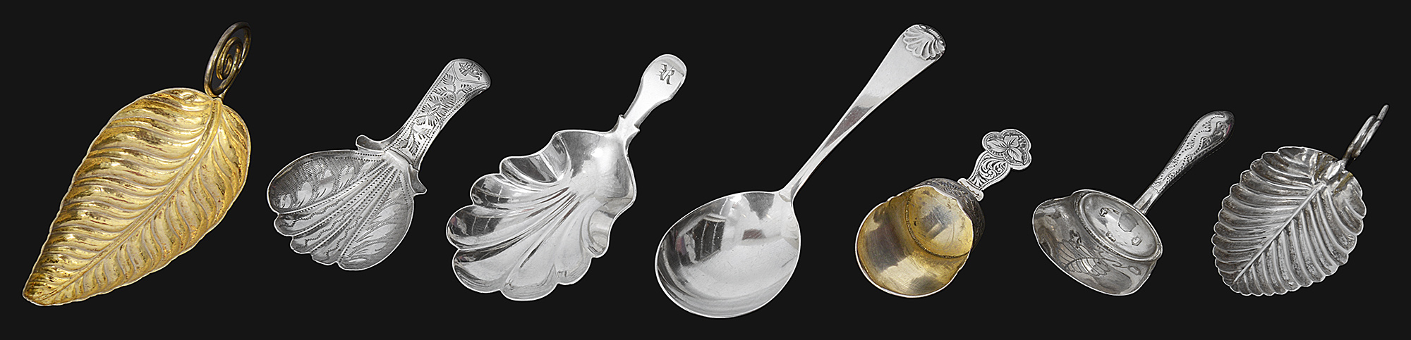 Seven George III and later silver caddy spoons