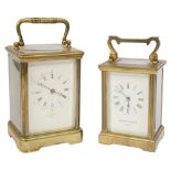 An early 20th century French gilt brass carriage clock and another retailed by Mappin & Webb