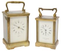 An early 20th century French gilt brass carriage clock and another retailed by Mappin & Webb