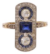 An Art Deco sapphire and diamond-set ring