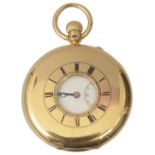 A late Victorian 18ct gold full hunter top wind pocket watch by Dent